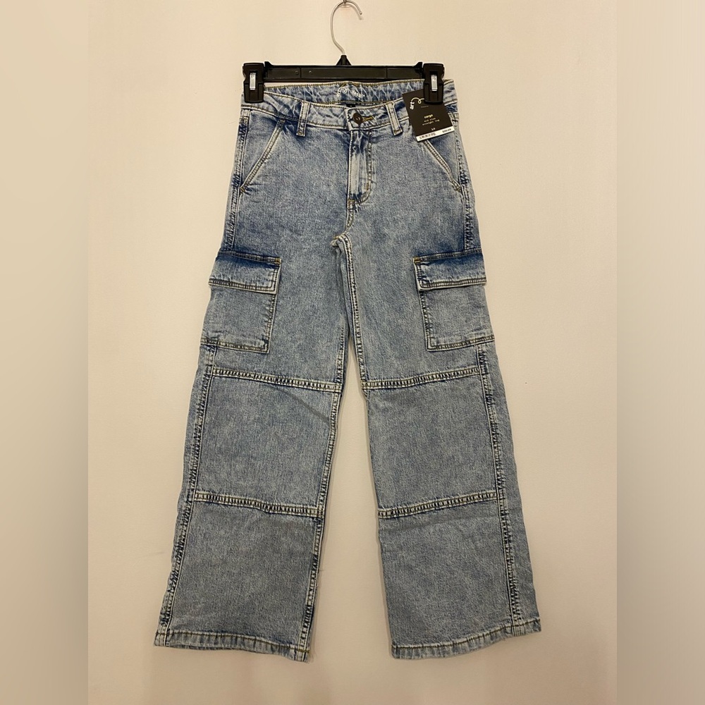 Girls Art Class Blue Cargo Jeans Classic Straight-Leg NWT